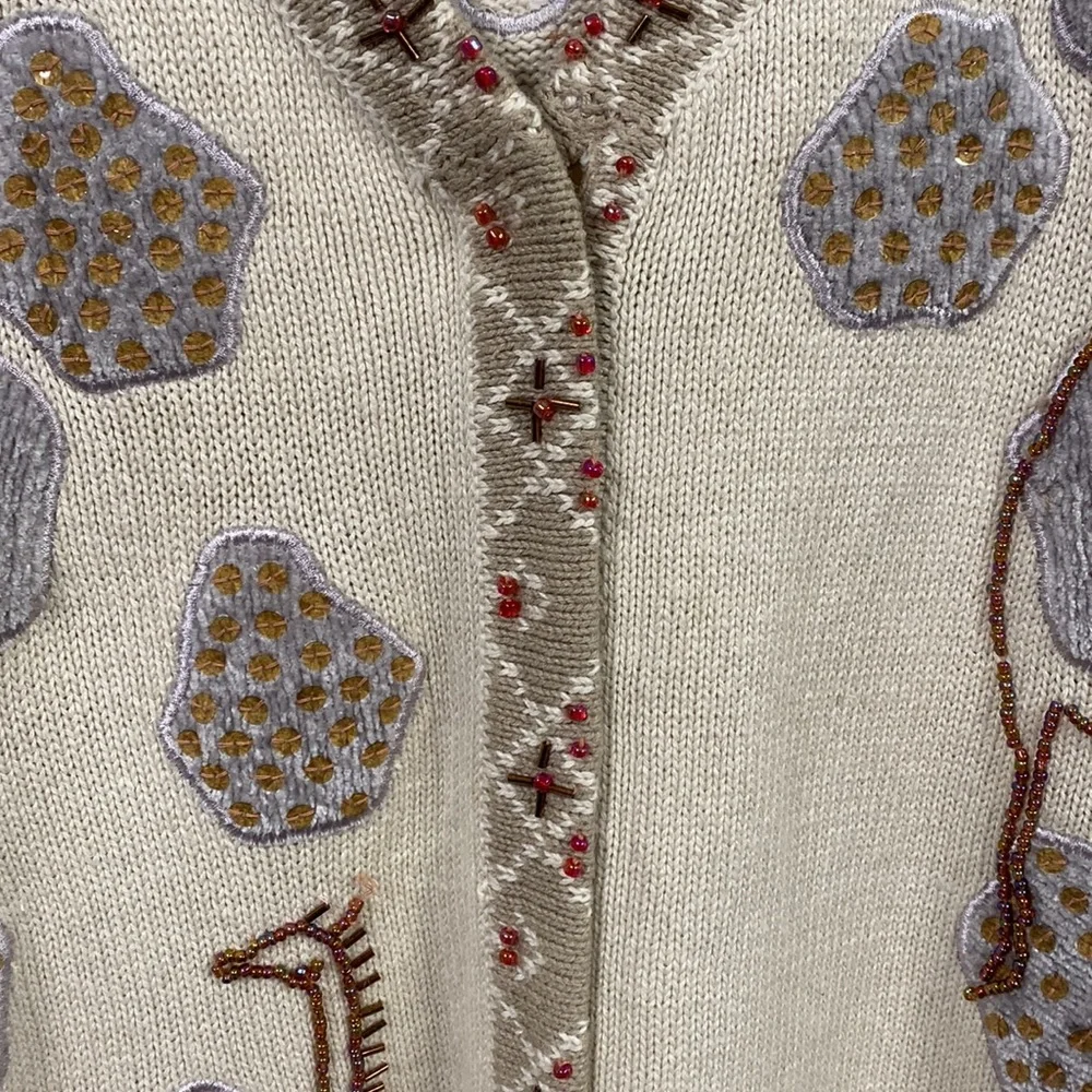 Vintage Storybook Knits cardigan sweater called Giraffe Language size large - Picture 7 of 11